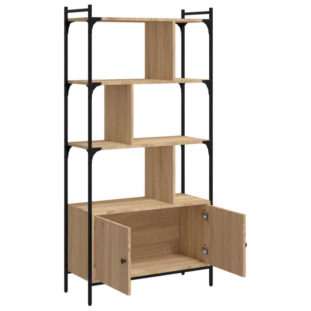 VidaXL Boekenkast met deuren 76,5x30x154,5 cm hout sonoma eikenkleurig