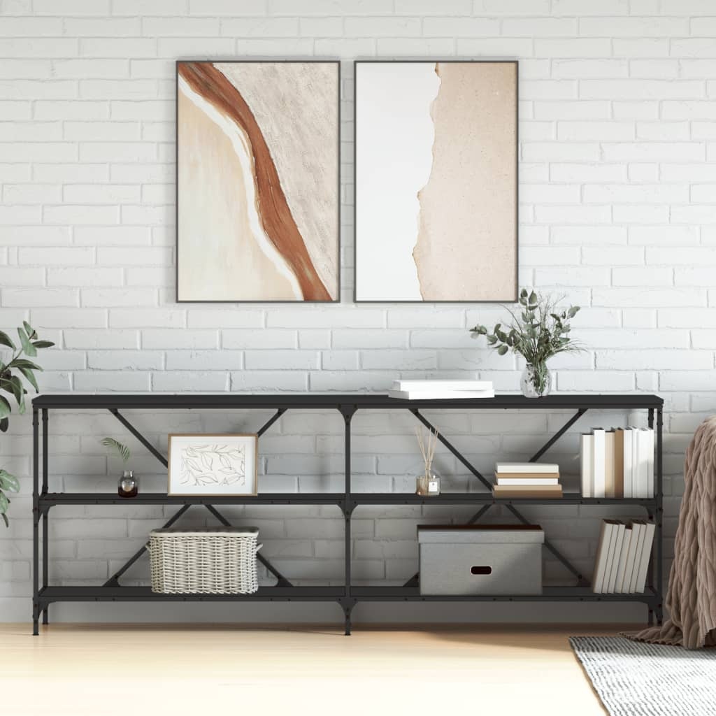 VidaXL Wandtafel 200x30x75 cm bewerkt hout en ijzer zwart