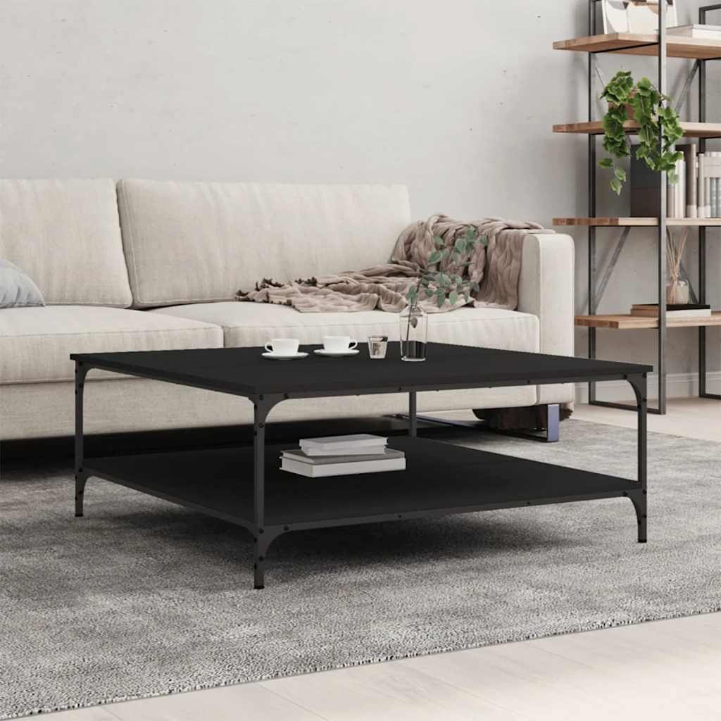 vidaXL – Salontafel – 100x100x40 – cm – bewerkt – hout – zwart vidaXL – Salontafel – 100x100x40 – cm – bewerkt – hout – zwart