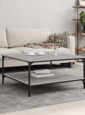 VidaXL Salontafel 80x80x40 cm bewerkt hout grijs sonoma eikenkleurig