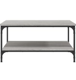 VidaXL Salontafel 80x80x40 cm bewerkt hout grijs sonoma eikenkleurig