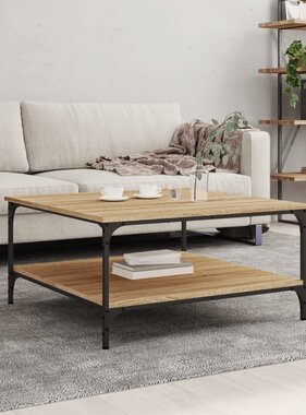 VidaXL Salontafel 80x80x40 cm bewerkt hout sonoma eikenkleurig
