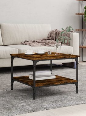 VidaXL Salontafel 55x55x40 cm bewerkt hout gerookt eikenkleurig