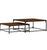 VidaXL 2-delige Tafeltjesset bewerkt hout bruin eikenkleur