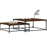 VidaXL 2-delige Tafeltjesset bewerkt hout bruin eikenkleur