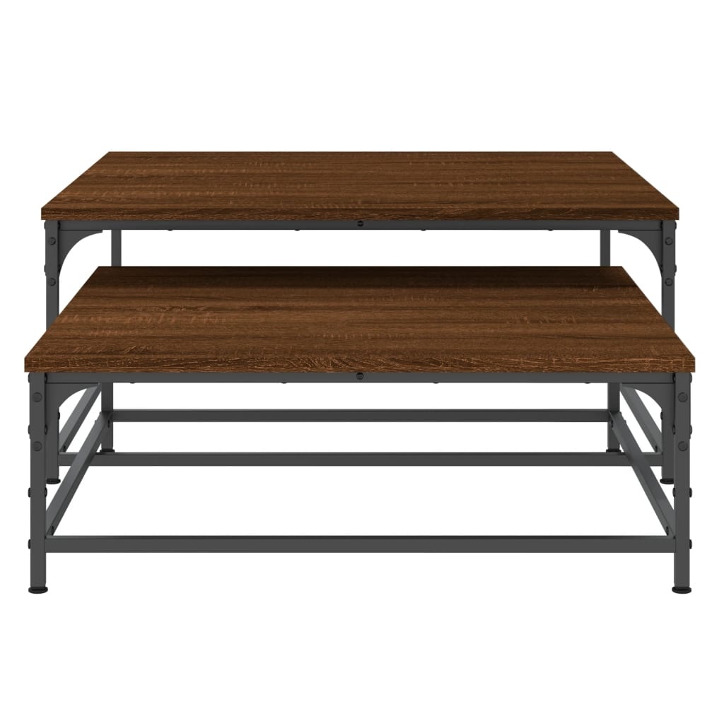 VidaXL 2-delige Tafeltjesset bewerkt hout bruin eikenkleur