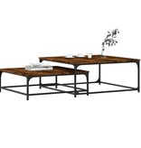 VidaXL 2-delige Tafeltjesset bewerkt hout gerookt eikenkleurig