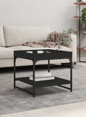 VidaXL Salontafel 49,5x49,5x45 cm bewerkt hout zwart