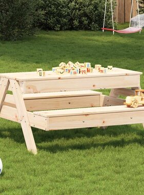 VidaXL Picknicktafel met zandbak voor kinderen massief grenenhout