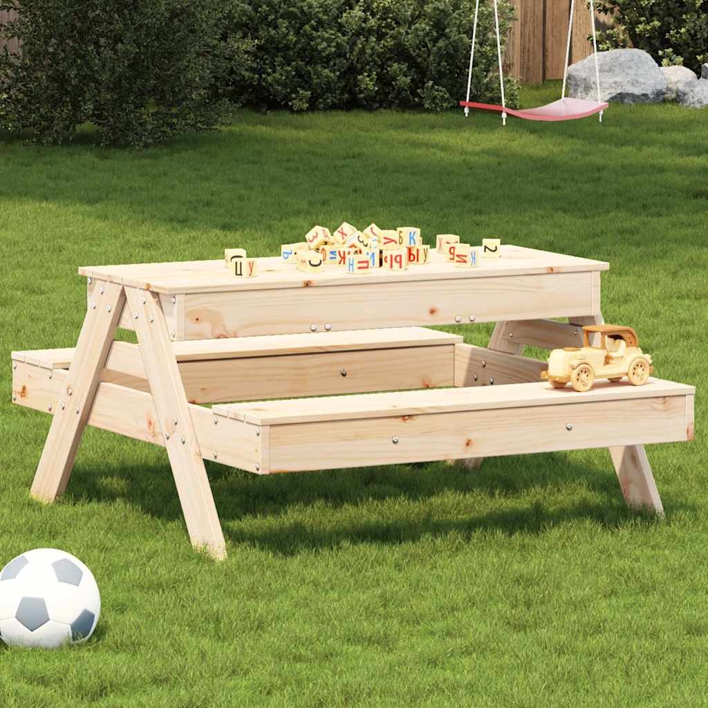 VidaXL Picknicktafel met zandbak voor kinderen massief grenenhout