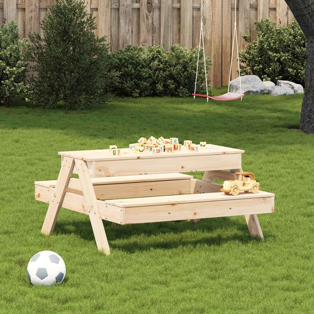 VidaXL Picknicktafel met zandbak voor kinderen massief grenenhout