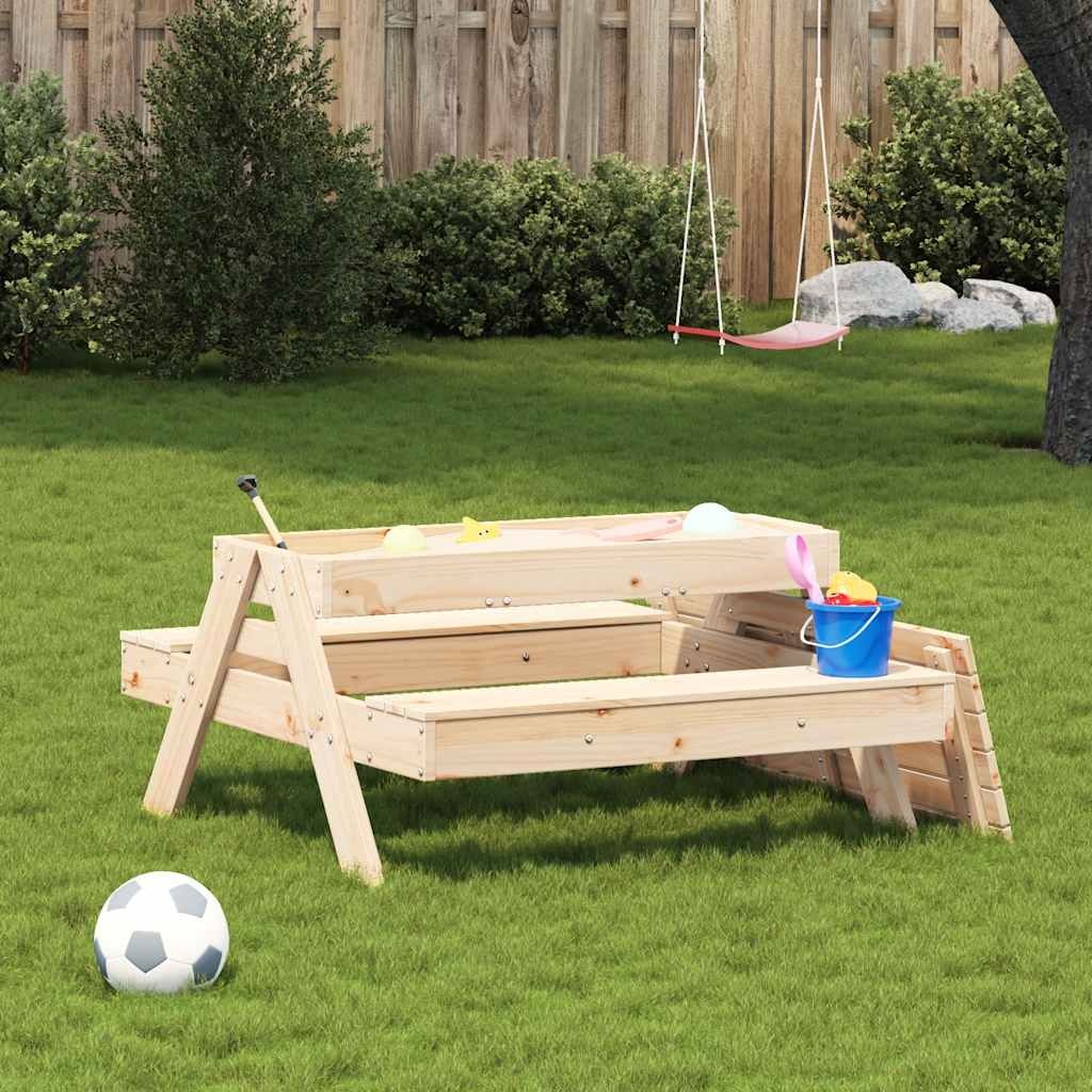 VidaXL Picknicktafel met zandbak voor kinderen massief grenenhout