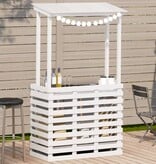 VidaXL Tuinbartafel met dak 112,5x57x195,5 cm massief hout wit