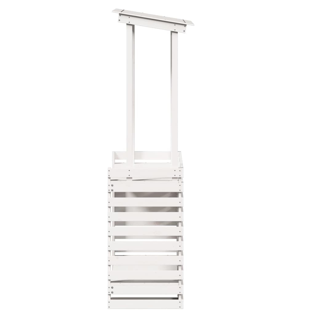 VidaXL Tuinbartafel met dak 112,5x57x195,5 cm massief hout wit