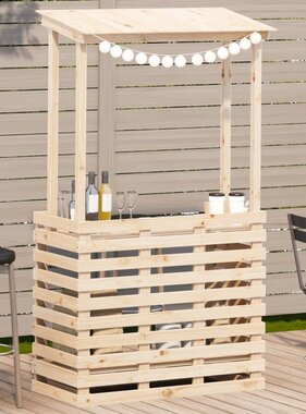 VidaXL Tuinbartafel met dak 112,5x57x195,5 cm massief hout