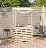 VidaXL Tuinbartafel met dak 112,5x57x195,5 cm massief hout