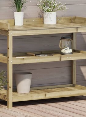 VidaXL Oppottafel met schappen 108x45x86,5 cm geïmpregneerd hout