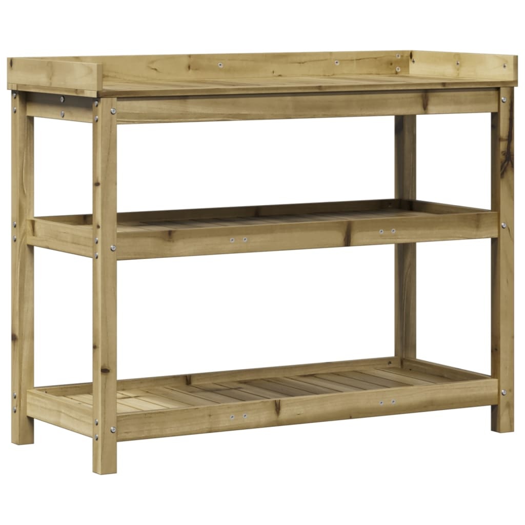 VidaXL Oppottafel met schappen 108x45x86,5 cm geïmpregneerd hout