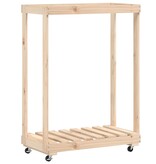 VidaXL Houtblokhouder met wielen 76,5x40x108 cm massief grenenhout
