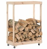 VidaXL Houtblokhouder met wielen 76,5x40x108 cm massief grenenhout