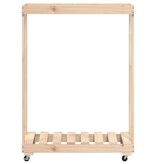 VidaXL Houtblokhouder met wielen 76,5x40x108 cm massief grenenhout
