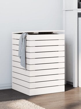 VidaXL Wasmand 44x44x66 cm massief grenenhout wit