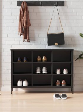 VidaXL Schoenenkast 100x35x70 cm bewerkt hout zwart