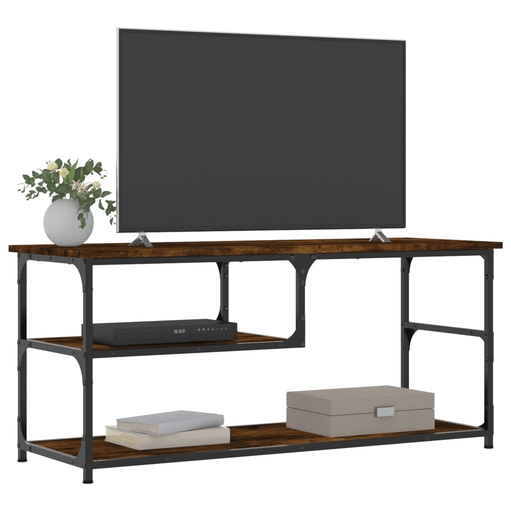 VidaXL Tv-meubel 103x38x46,5 cm bewerkt hout staal gerookt eikenkleur