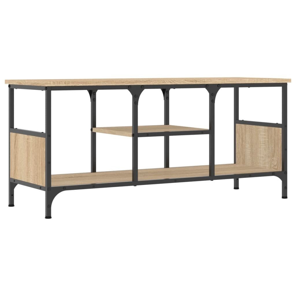 VidaXL Tv-meubel 100x33x45 cm bewerkt hout en ijzer sonoma eikenkleur