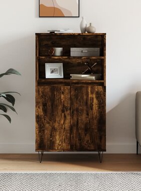 VidaXL Hoge kast 60x36x110 cm bewerkt hout gerookt eikenkleurig