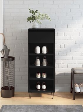 VidaXL Schoenenkast 40x36x105 cm bewerkt hout zwart