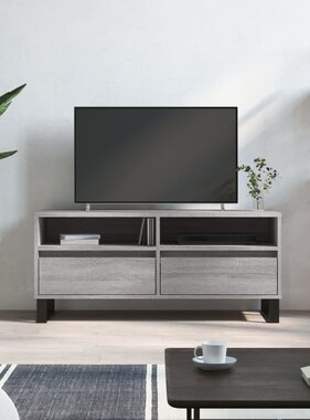 VidaXL Tv-meubel 100x34,5x44,5 cm bewerkt hout grijs sonoma eikenkleur