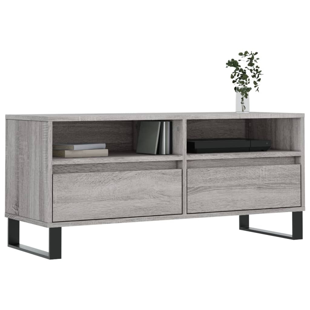 VidaXL Tv-meubel 100x34,5x44,5 cm bewerkt hout grijs sonoma eikenkleur
