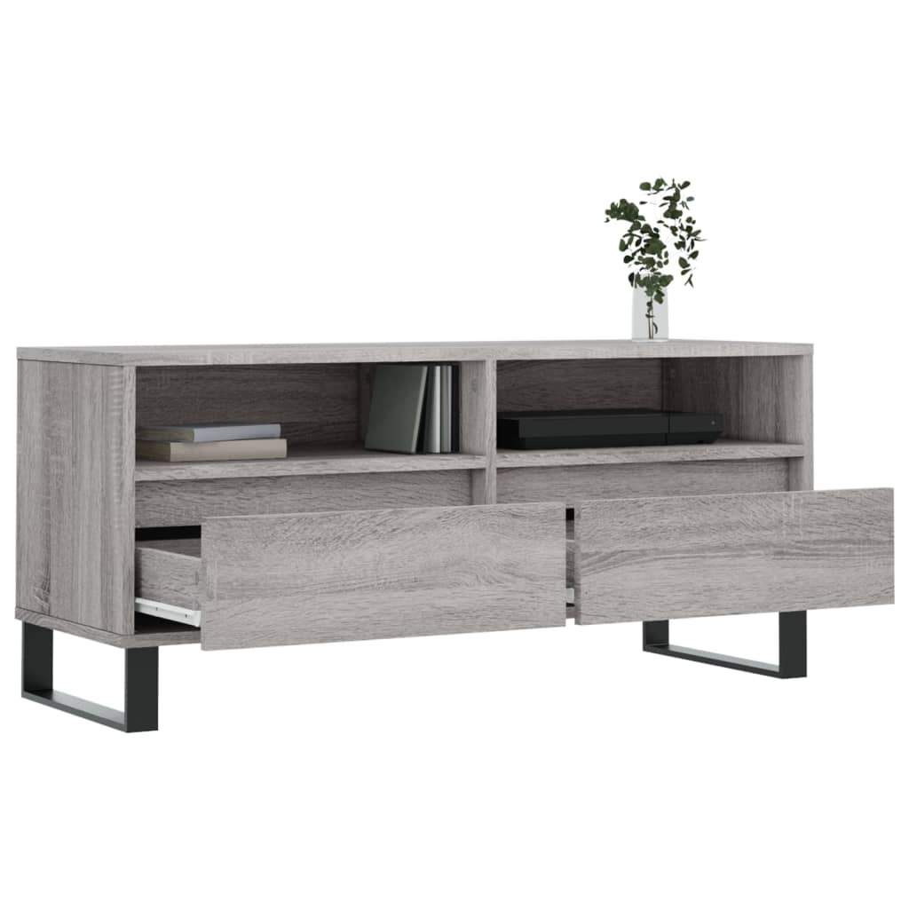 VidaXL Tv-meubel 100x34,5x44,5 cm bewerkt hout grijs sonoma eikenkleur