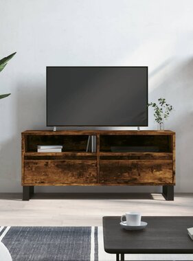 VidaXL Tv-meubel 100x34,5x44,5 cm bewerkt hout gerookt eikenkleurig