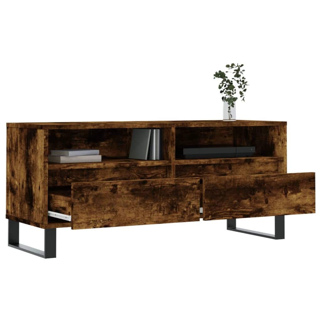 VidaXL Tv-meubel 100x34,5x44,5 cm bewerkt hout gerookt eikenkleurig