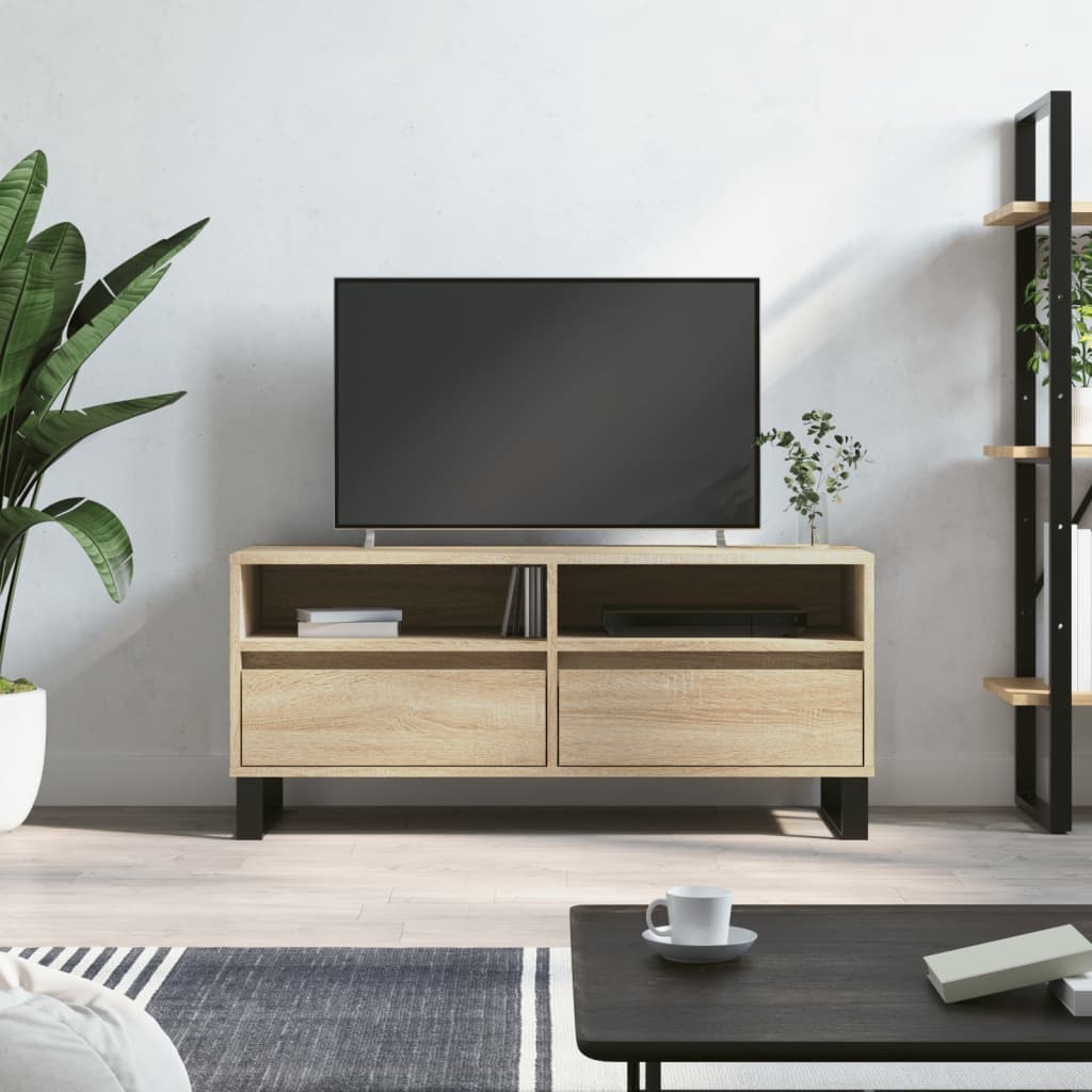 VidaXL Tv-meubel 100x34,5x44,5 cm bewerkt hout sonoma eikenkleurig