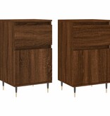 VidaXL Dressoirs 2 st 40x35x70 cm bewerkt hout bruin eikenkleur