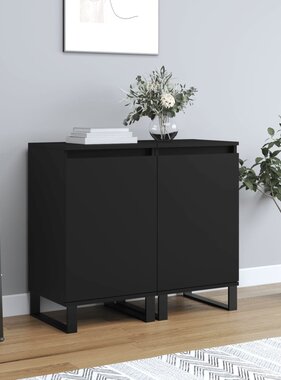 VidaXL Dressoirs 2 st 40x35x70 cm bewerkt hout zwart