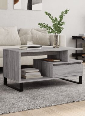 VidaXL Salontafel 90x49x45 cm bewerkt hout grijs sonoma