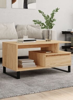 VidaXL Salontafel 90x49x45 cm bewerkt hout sonoma eikenkleurig