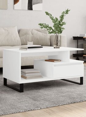 VidaXL Salontafel 90x49x45 cm bewerkt hout wit