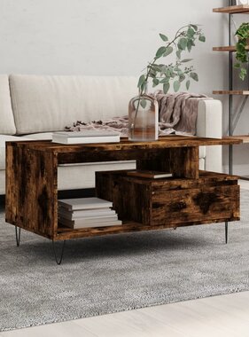 VidaXL Salontafel 90x49x45 cm bewerkt hout gerookt eikenkleurig