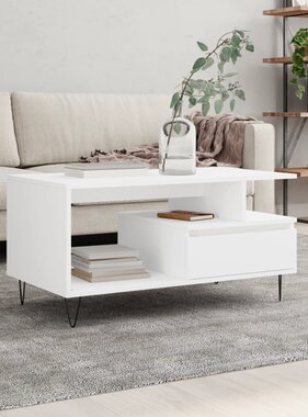 VidaXL Salontafel 90x49x45 cm bewerkt hout wit