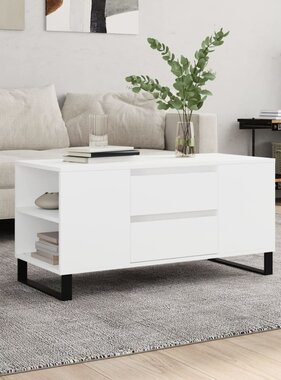 VidaXL Salontafel 102x44,5x50 cm bewerkt hout wit