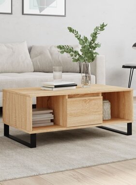 VidaXL Salontafel 90x50x36,5 cm bewerkt hout sonoma eikenkleurig