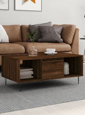 VidaXL Salontafel 90x50x36,5 cm bewerkt hout bruin eikenkleur