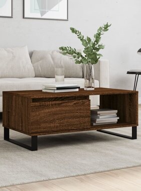 VidaXL Salontafel 90x50x36,5 cm bewerkt hout bruin eikenkleur