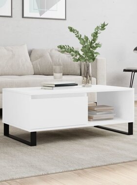 VidaXL Salontafel 90x50x36,5 cm bewerkt hout wit