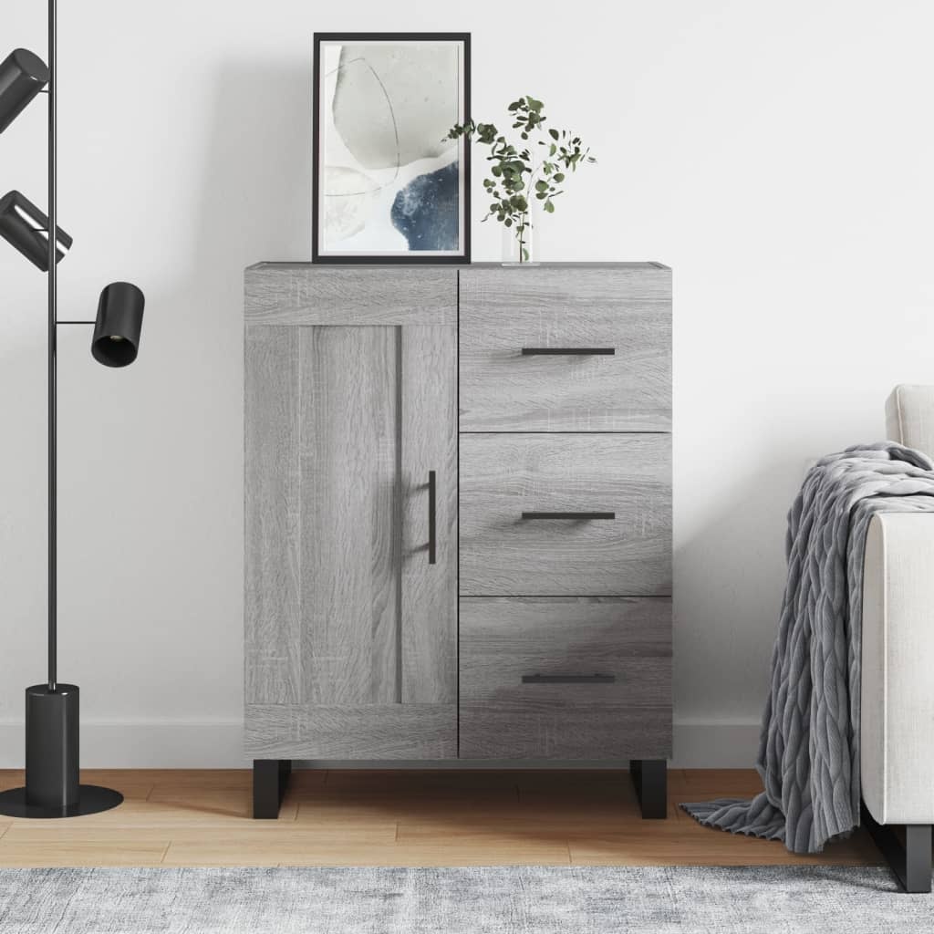 VidaXL Dressoir 69,5x34x90 cm bewerkt hout grijs sonoma eikenkleurig